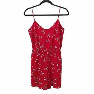 Stradivarius Red Floral Print Romper Playsuit